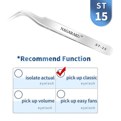 Personal Health Care Eyelash 3D Extension Tweezers - Stainless Steel - Accurate Clip