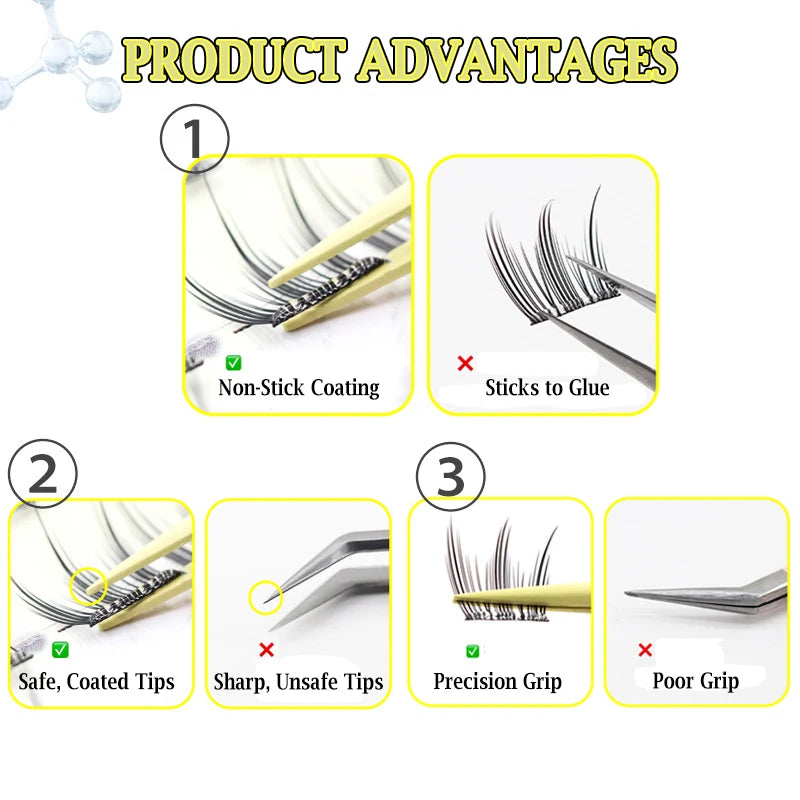 Personal Health Care Eyelashes Anti-Stick Applicator - Stainless Steel Tweezer