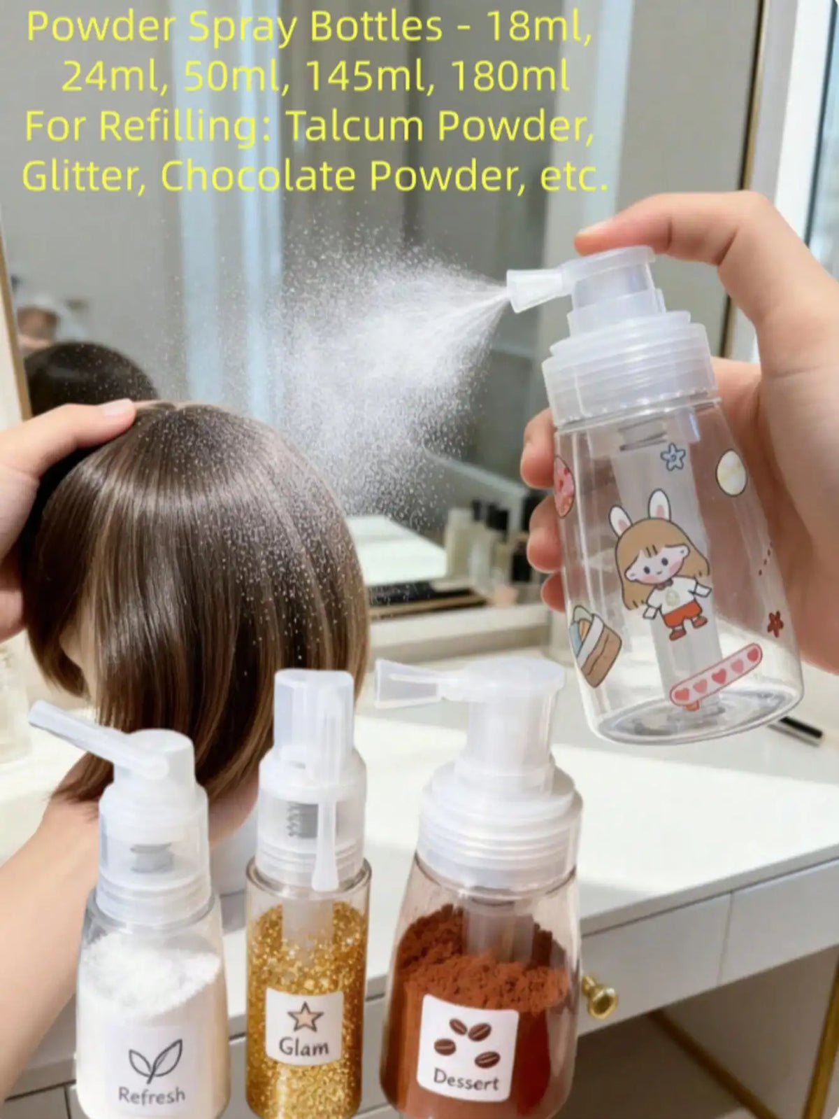 Personal Health Care Glitter Bottle Powder Pump Spray (1 Piece)