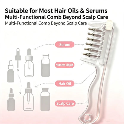 Personal Health Care Hair Oil Applicator Comb with Scalp Massager – Built-In Liquid Reservoir & Rolling Metal Teeth