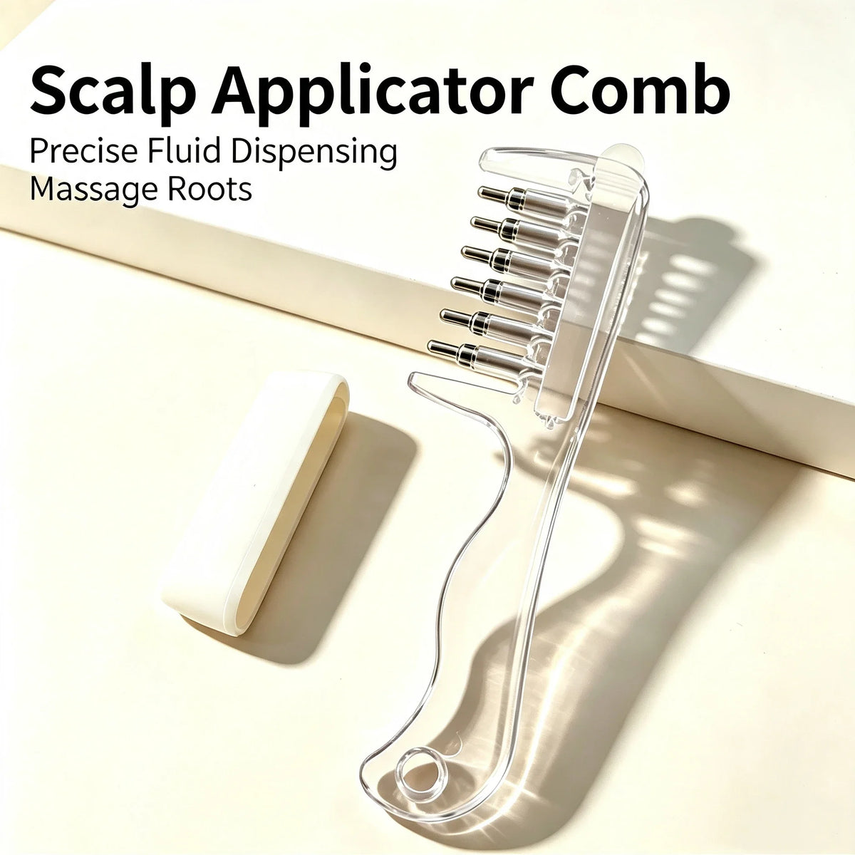 Personal Health Care Hair Oil Applicator Comb with Scalp Massager – Built-In Liquid Reservoir & Rolling Metal Teeth
