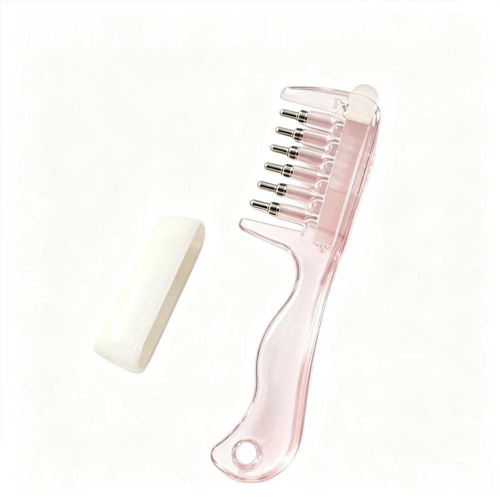 Personal Health Care Hair Oil Applicator Comb with Scalp Massager – Built-In Liquid Reservoir & Rolling Metal Teeth