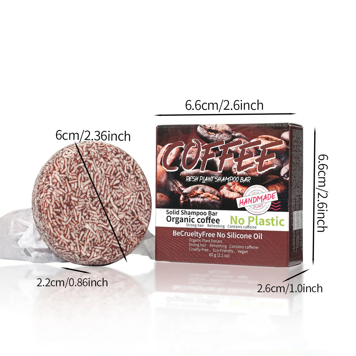 Personal Health Care Handmade Soap that Controls Dandruff - Coffee-Flavored Solid Shampoo, Nourishing Hair Essential Oil