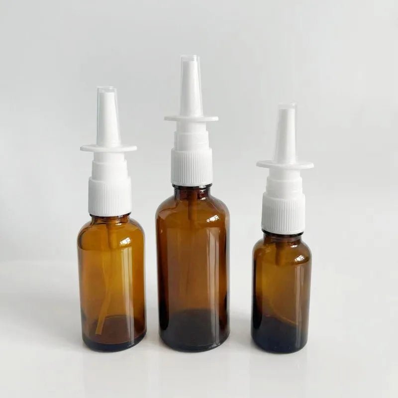 Personal Health Care Nasal Spray Bottle Glass - Nose Mist Sprayer -  Amber Colour (5 ml-50 ml)