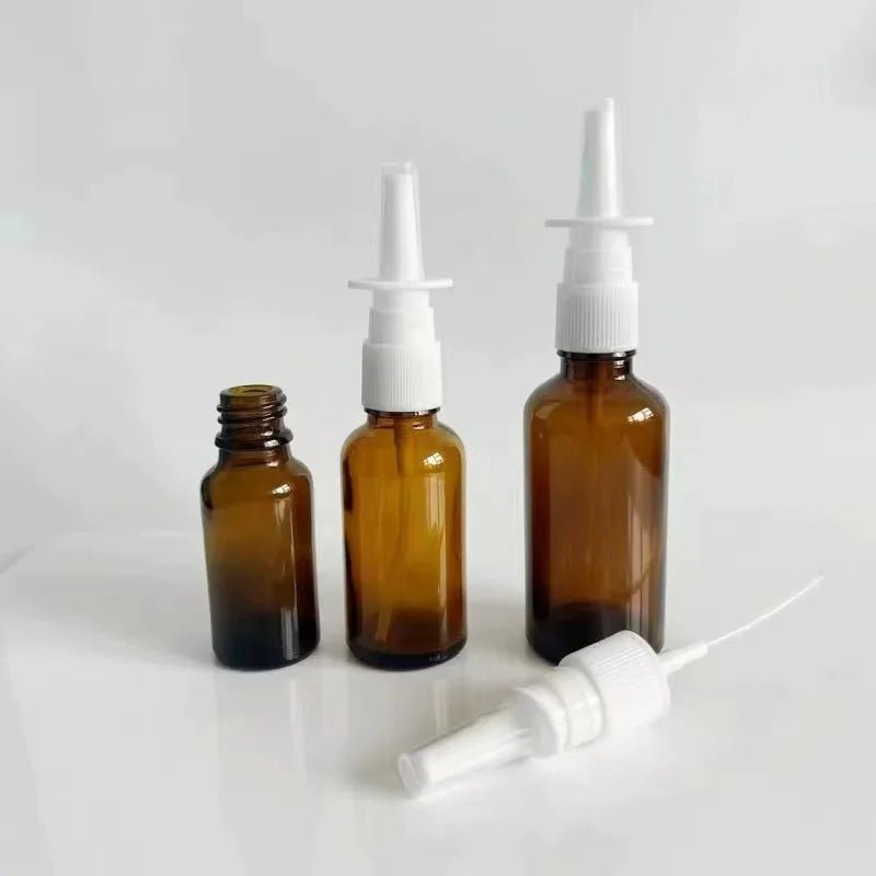 Personal Health Care Nasal Spray Bottle Glass - Nose Mist Sprayer -  Amber Colour (5 ml-50 ml)