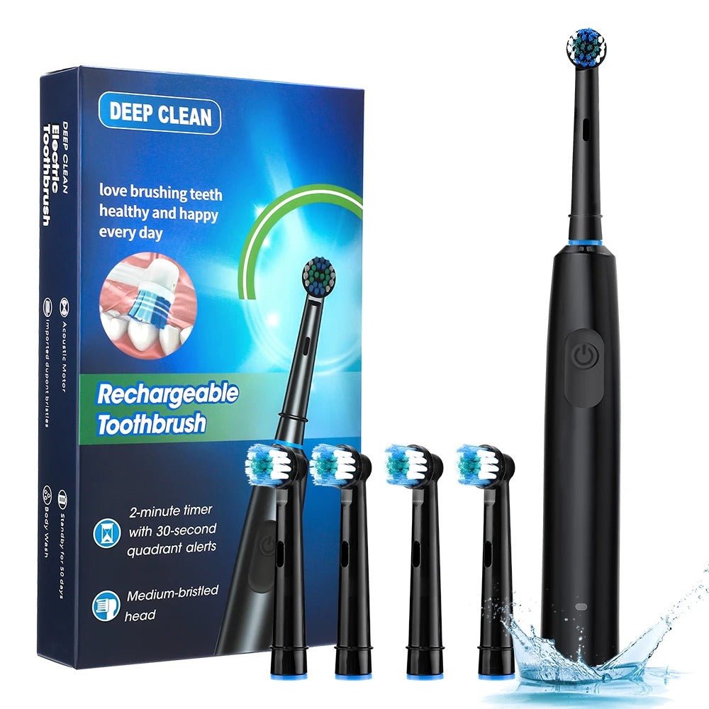 Personal Health Care - Oral Care Electric Toothbrush Rotary Brush - Waterproof - Rechargeable - 4 Heads White Colour, No case