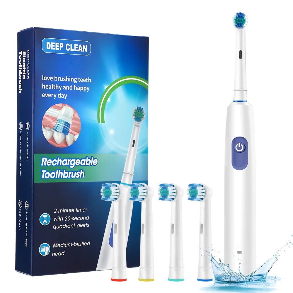 Personal Health Care - Oral Care Electric Toothbrush Rotary Brush - Waterproof - Rechargeable - 4 Heads White Colour, No case