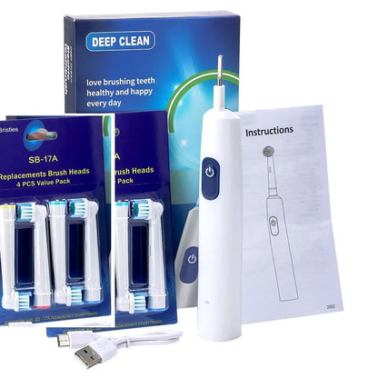 Personal Health Care - Oral Care Electric Toothbrush Rotary Brush - Waterproof - Rechargeable - 4 Heads White Colour, No case