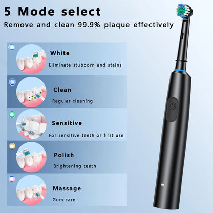 Personal Health Care - Oral Care Electric Toothbrush Rotary Brush - Waterproof - Rechargeable - 5 modes select