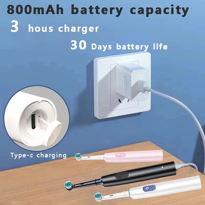Personal Health Care - Oral Care Electric Toothbrush Rotary Brush - Waterproof - Rechargeable - Battery capacity 800 mAh