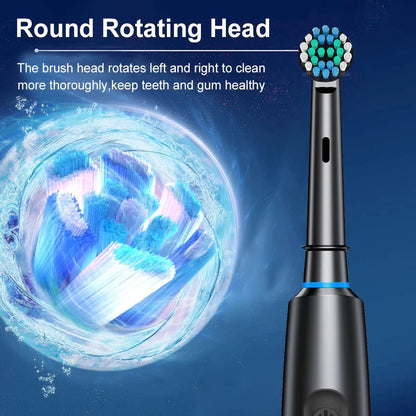 Personal Health Care Electric Toothbrush Rotary Rechargeable - Round Rotating Head Shown