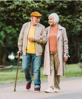 Personal Health Care, Picture of an elderly couple with canes walking on a pavement with huge trees nearby, Blog: How to slow Ageing (and may reverse it)