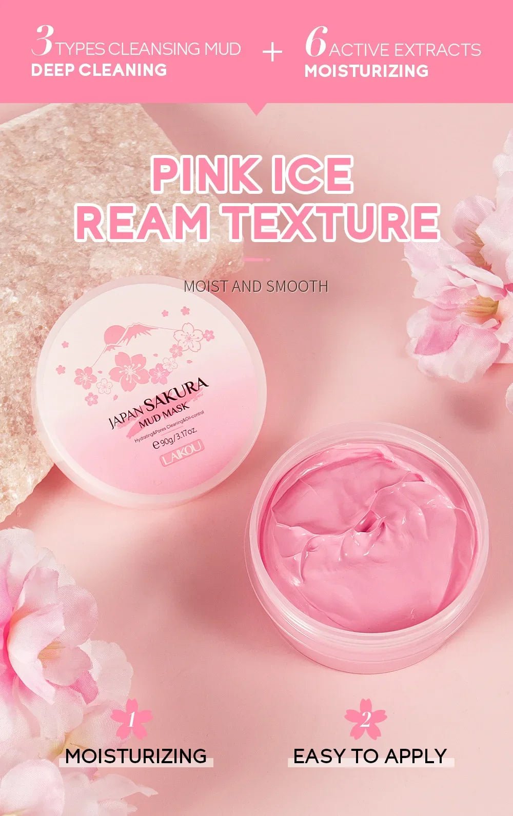Personal Health Care Pink Mud Mask Deep Cleansing - Laikou Sakura - Balance Oil Control