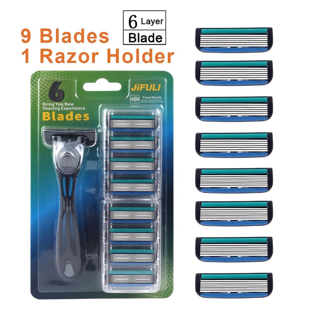 Personal Health Care Safety Razor Sustainable Manual - 6-Layer Stainless Steel - (1 Handle + 12 / 17 Blades/ Men /Women/Unisex)