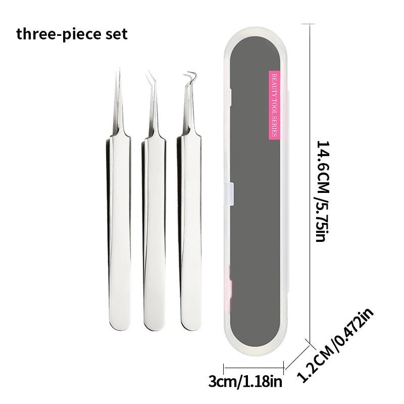Health care products Acne Blackhead Remover Tools anti-allergic material stainless steel 3 set shown