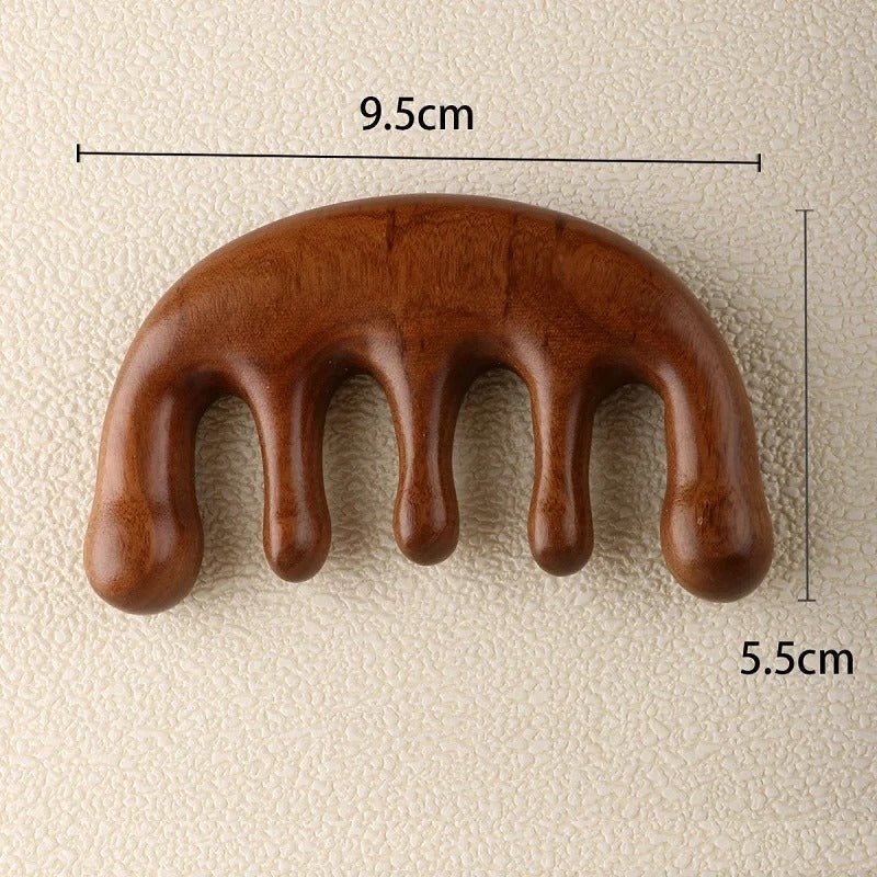 Massage Therapy Natural Wooden Massager Comb Brown Colour with is 5 large wood teeth.