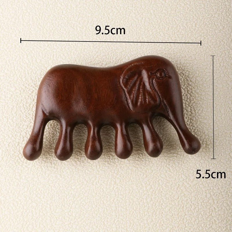 Massage Therapy Natural Wooden Massager Comb Brown Colour with is 5 large wood teeth Elephant shape.