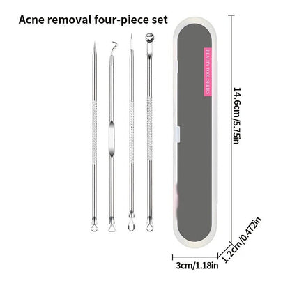 Health care products Acne Blackhead Remover Tools anti-allergic material stainless steel 4 pieces set shown
