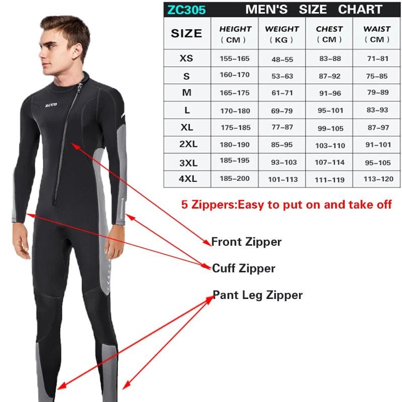 Water sports Gear & Equipment Unisex Kite Surf, Scuba Diving Wetsuit Neoprene (3 mm)