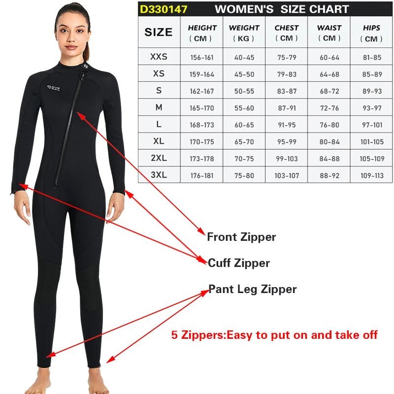 Water sports Gear & Equipment Unisex Kite Surf, Scuba Diving Wetsuit Neoprene (3 mm)