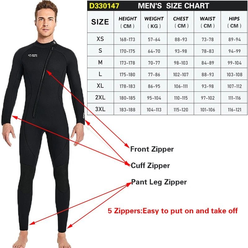 Water sports Gear & Equipment Unisex Kite Surf, Scuba Diving Wetsuit Neoprene (3 mm)