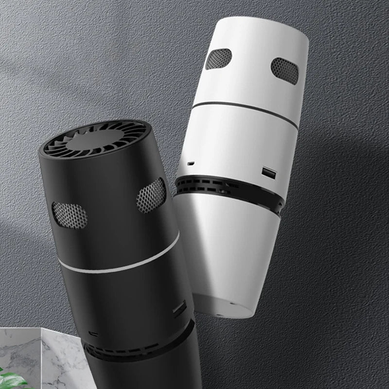 Wellness Air Purifier HEPA Filter Negative Ion Picture show white and black colour purifier offers gray carpet background