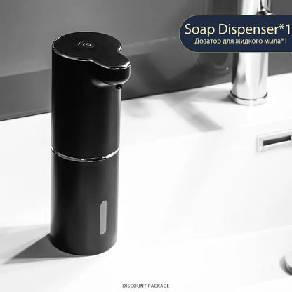 Wellness Automatic Foam Soap Dispensers Black Colour offers displayed on a white colour bathroom counter