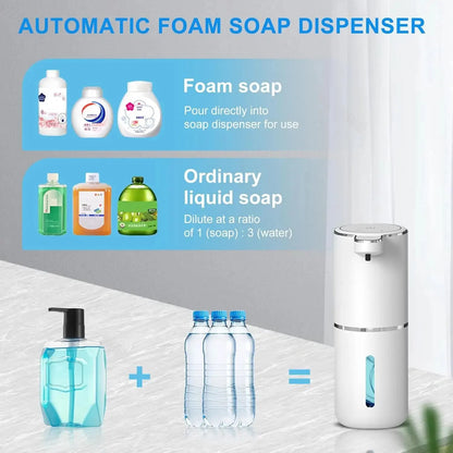 Wellness Automatic Touch Foaming Soap Dispenser 380 ml USB Rechargeable White colour offers Details : type of Foam soap or ordinary liquid soap can be use (3 water for 1 liquid soap) go inside the dispenser