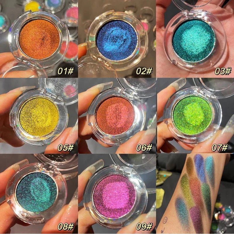 Wellness Bright Monochrome Eye Shadow Colour Picture Colour type 1 to 9 makeup show and on a lady arm