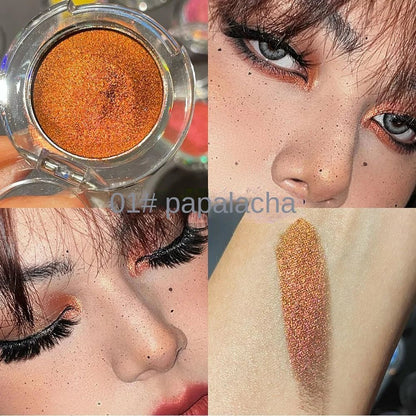 Wellness Bright Monochrome Eye Shadow Colour Picture show Colour type 1 Papalacha Fluorescent makeup on the lady eyelid