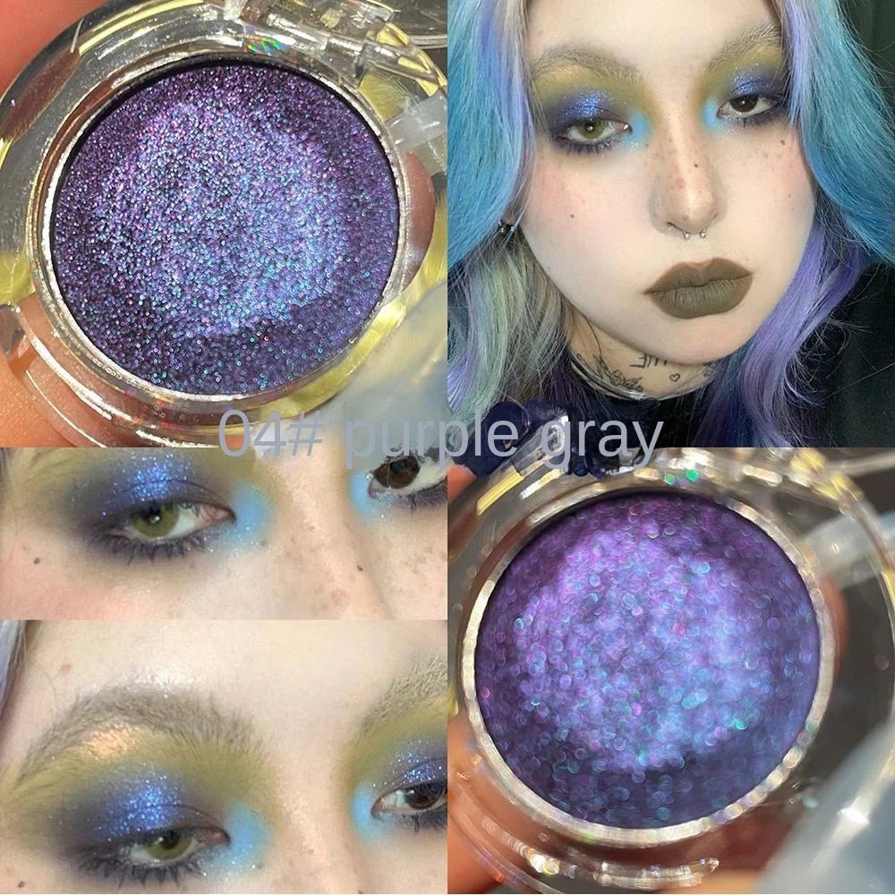 Wellness Bright Monochrome Eye Shadow Colour Picture show Colour type 4 Purple-Gray Fluorescent makeup on the lady eyelid