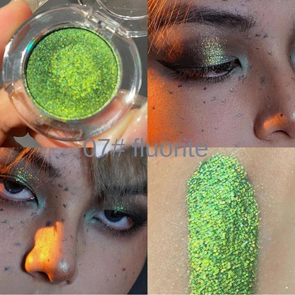Wellness Bright Monochrome Eye Shadow Colour Picture show Colour type 7 Green Fluorite makeup on the lady eyelid