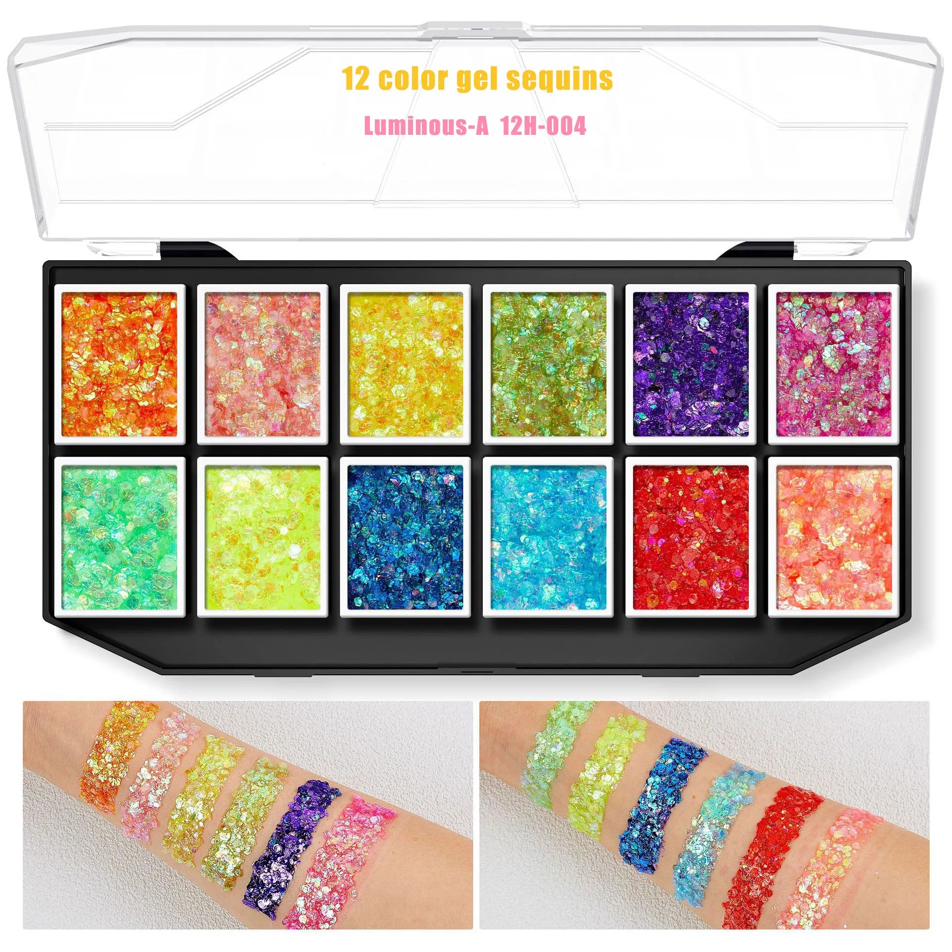 Wellness Chunky Glitter Eyeshadow Palette 12 colour offers Luminous set