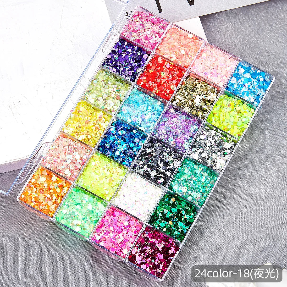 Wellness Chunky Glitter Eyeshadow Palette 24 colour offers Fluorescent set