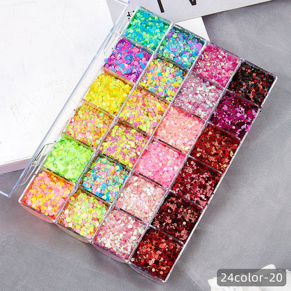 Wellness Chunky Glitter Eyeshadow Palette 24 luminous red-pink colour set offers 