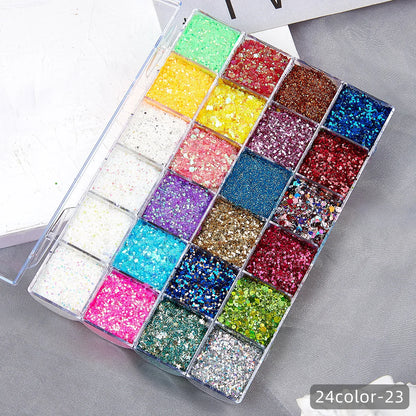 Wellness Chunky Glitter Eyeshadow Palette 24 luminous white-gold colour set offers 