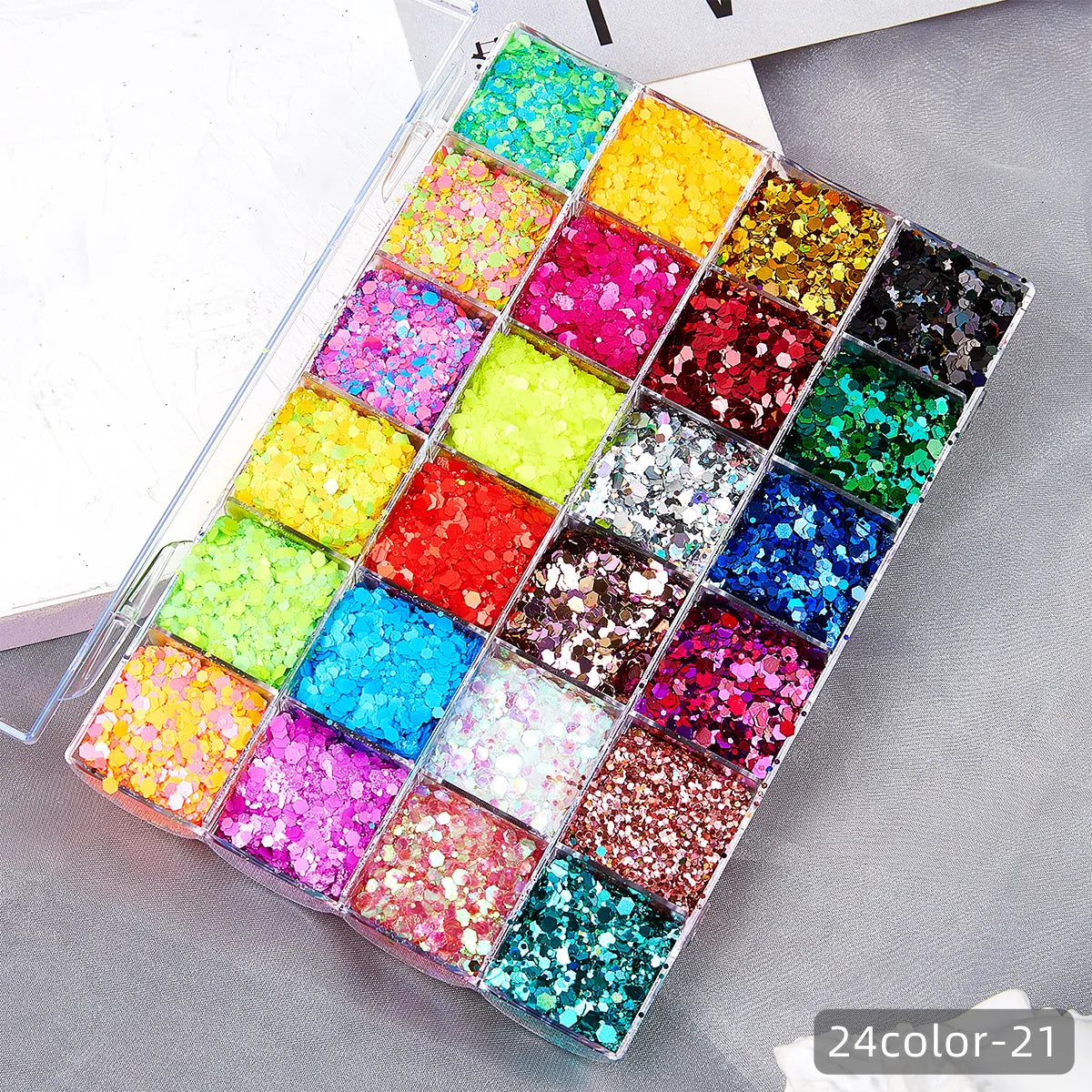 Wellness Chunky Glitter Eyeshadow Palette 24 luminous yellow colour set offers 