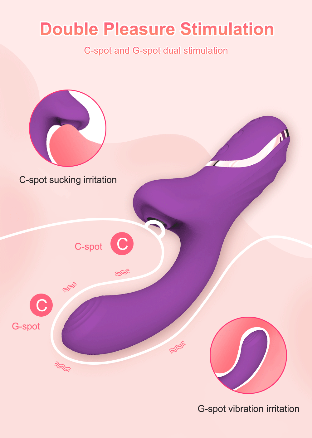 Wellness Clitoral Vibrator picture show the Purple colour vibrator, NO storage box offers, clitoral and G spot vibration mode activated 