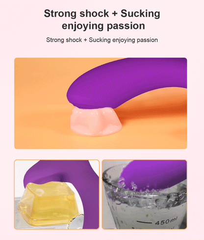 Wellness Clitoral Vibrator picture show the Purple colour vibrator, NO storage box offers, clitoral vibration in Use Strong mode activated hock + Sucking enjoying passion