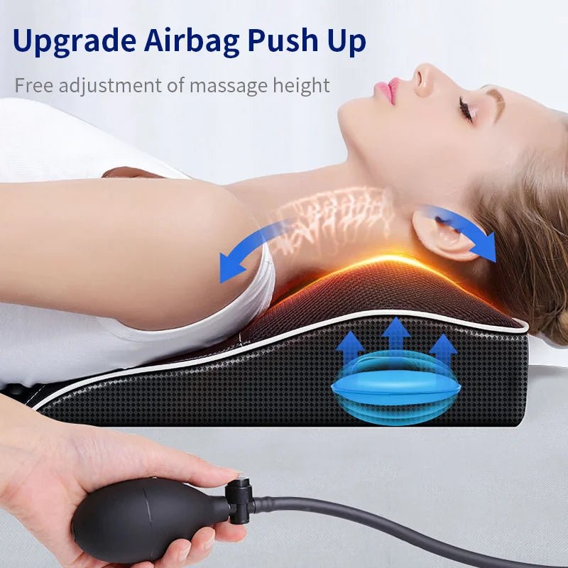 Wellness Electric Shiatsu Head Neck Cervical Traction Picture show a woman use the product. Can be upgrade airbag Push Up 