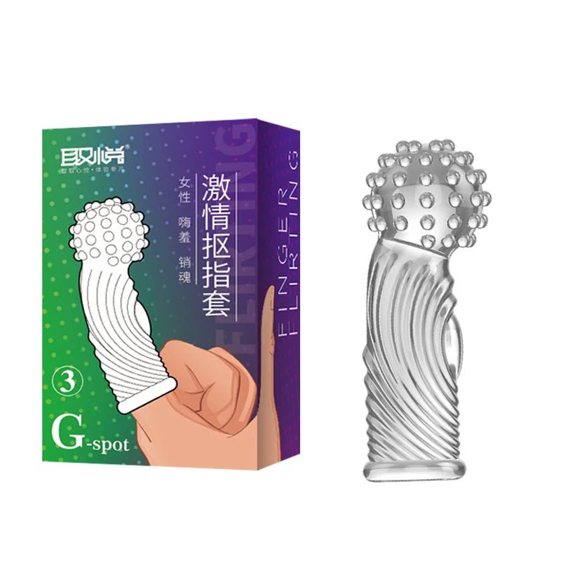 Wellness G Spot Finger Sleeve condoms Picture show two condoms style 7 with Box Offers