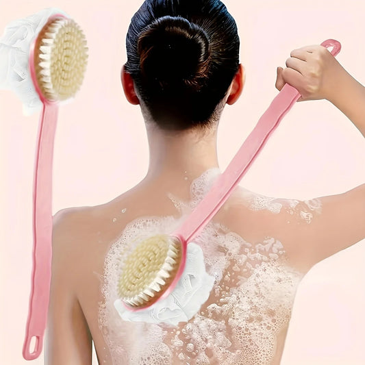 Wellness Long Shower Brush Back Massage for Geisha Elegant Pink Colour