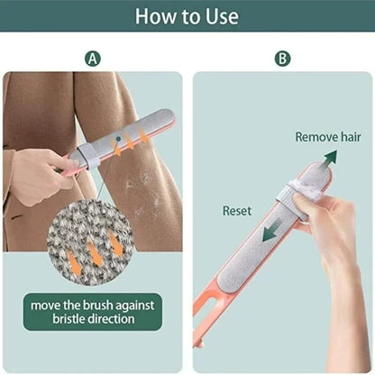 Wellness Magic Dust Remover Electrostatic Brush Double-Sided Picture of How to move the magic dust to keep all dust and how to clean it.