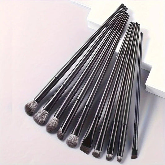 Wellness Natural Eye Makeup Brushes Set (10 pieces) End of brush  shown dense Bristles place