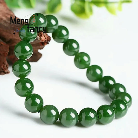 Wellness Natural Jade Jasper Elastic Bracelet Green Colour 