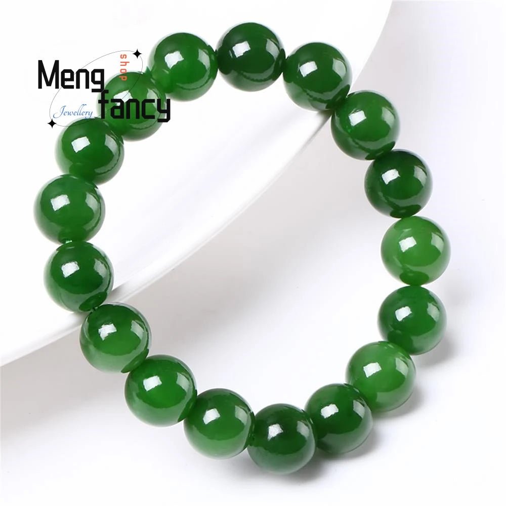 Wellness Natural Jade Jasper Elastic Bracelet Green Colour 
