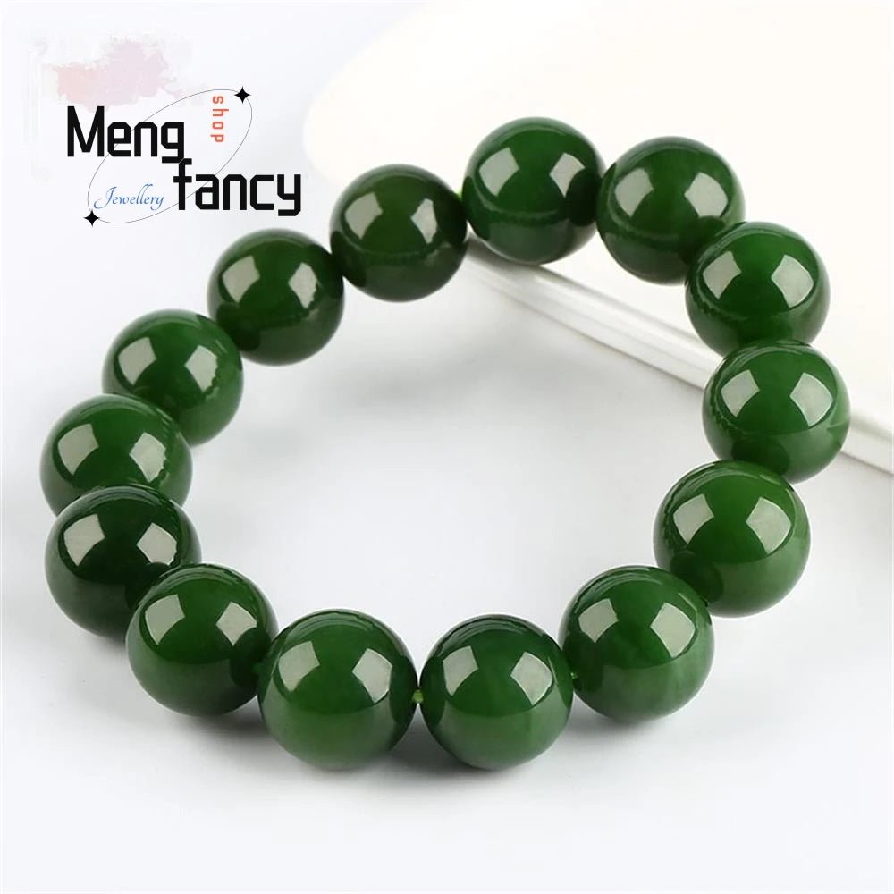 Wellness Natural Jade Jasper Elastic Bracelet Green Colour 
