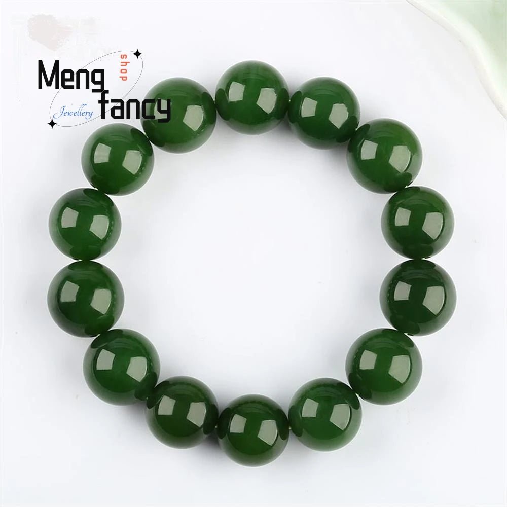 Wellness Natural Jade Jasper Elastic Bracelet Green Colour 