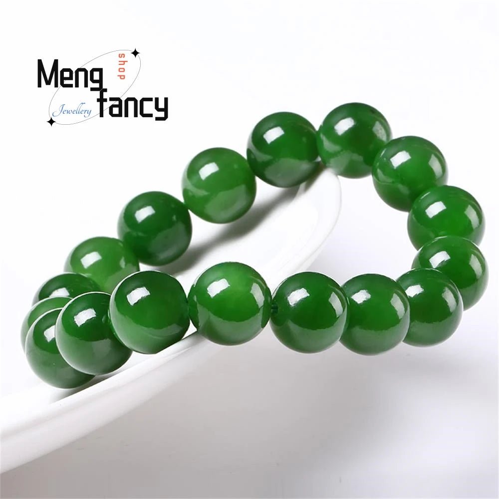 Wellness Natural Jade Jasper Elastic Bracelet Green Colour 