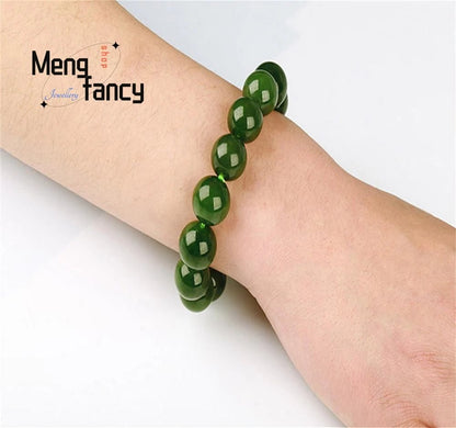 Wellness Natural Jade Jasper Elastic Bracelet Green Colour 